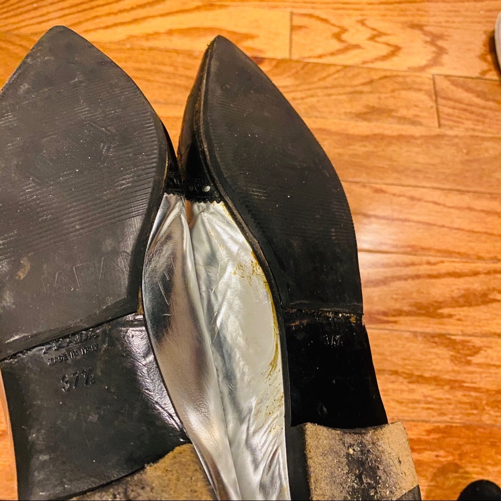 Prada metallic pointed toe brogue loafer - Picture 7 of 15